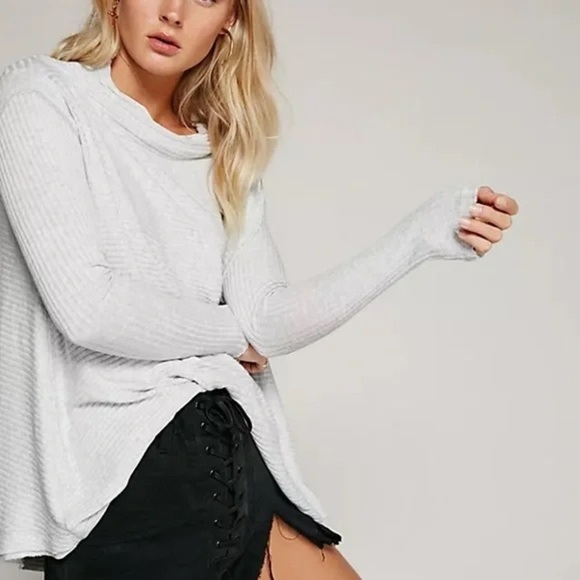 Free People Lover Rib Split Back Pullover (Small) - Picture 2 of 4